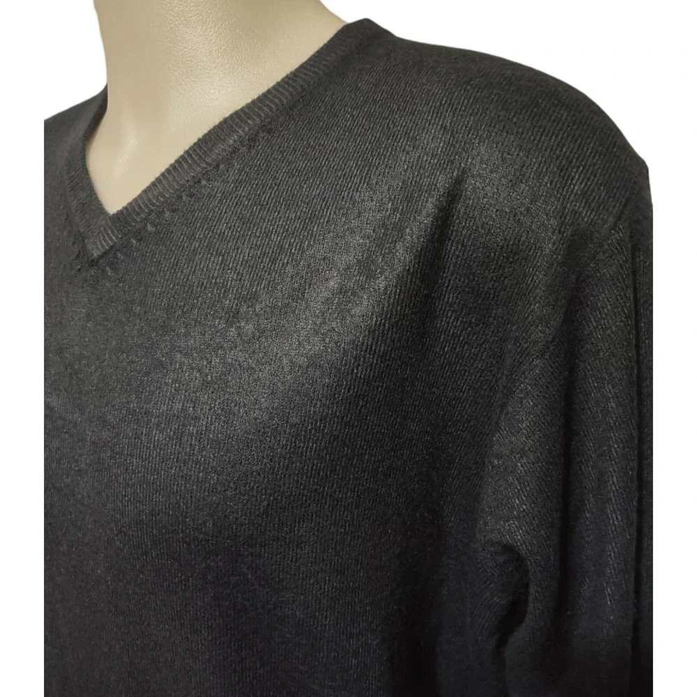 Dockers Sweater L Mens Norm Core Cabin Core Retro Streetwear Black V-Neck Knit